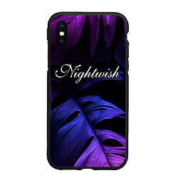 Чехол iPhone XS Max матовый Nightwish neon monstera, цвет: 3D-черный