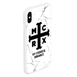 Чехол iPhone XS Max матовый My Chemical Romance glitch на светлом фоне, цвет: 3D-белый — фото 2