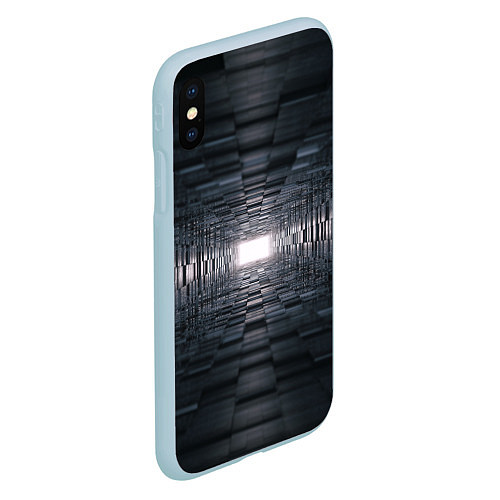 Чехол iPhone XS Max матовый Тёмная геометрия / 3D-Голубой – фото 2