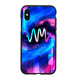 Чехол iPhone XS Max матовый Arctic Monkeys неоновый космос, цвет: 3D-черный