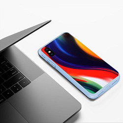 Чехол iPhone XS Max матовый Абстракция красок мазками, цвет: 3D-голубой — фото 2