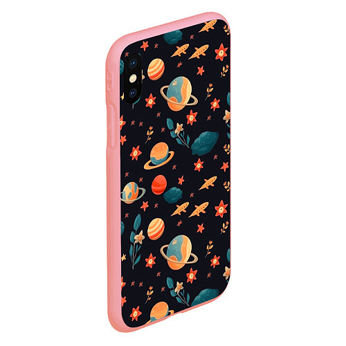 Чехол iPhone XS Max матовый Космос, звезды и цветы / 3D-Баблгам – фото 2