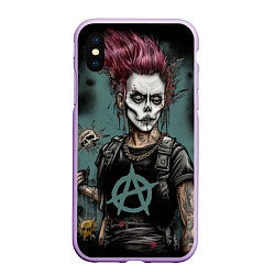 Чехол iPhone XS Max матовый Девушка анархистка, цвет: 3D-сиреневый