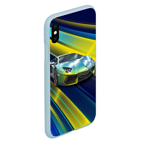 Чехол iPhone XS Max матовый Суперкар Lamborghini Reventon / 3D-Голубой – фото 2