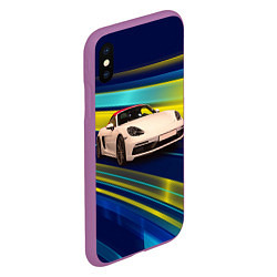 Чехол iPhone XS Max матовый Спортивная немецкая машина Porsche 911, цвет: 3D-фиолетовый — фото 2