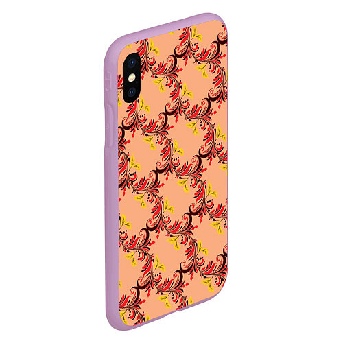 Чехол iPhone XS Max матовый Абстрактный винтажный растительный орнамент / 3D-Сиреневый – фото 2
