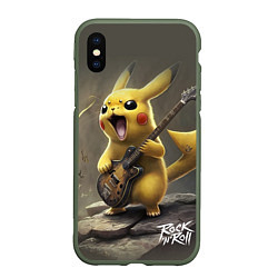Чехол iPhone XS Max матовый Pikachu rock