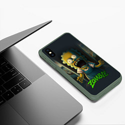 Чехол iPhone XS Max матовый Лиза Симпсон зомби, цвет: 3D-темно-зеленый — фото 2