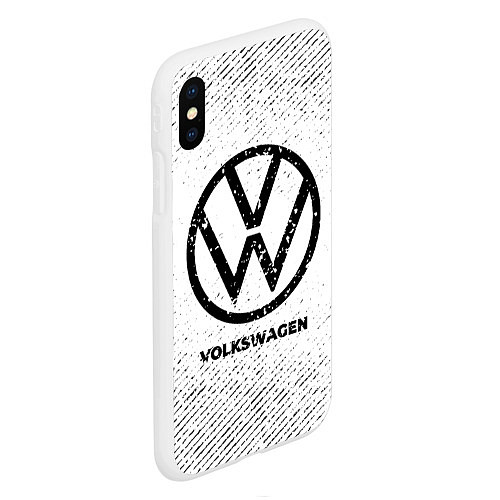 Чехол iPhone XS Max матовый Volkswagen с потертостями на светлом фоне / 3D-Белый – фото 2