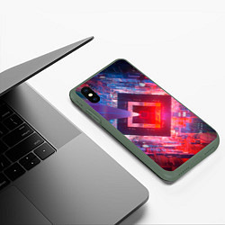 Чехол iPhone XS Max матовый Цифровые стены и лифт, цвет: 3D-темно-зеленый — фото 2