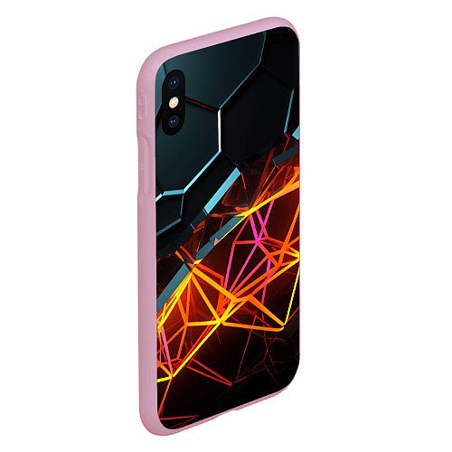 Чехол iPhone XS Max матовый Разломленные плитки / 3D-Розовый – фото 2