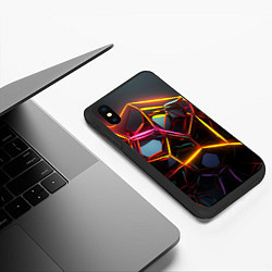 Чехол iPhone XS Max матовый Неоновые трубки абстракция, цвет: 3D-черный — фото 2
