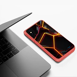 Чехол iPhone XS Max матовый Неон на черном фоне, цвет: 3D-красный — фото 2