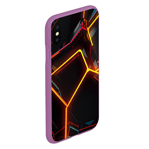 Чехол iPhone XS Max матовый Неон на черном фоне / 3D-Фиолетовый – фото 2