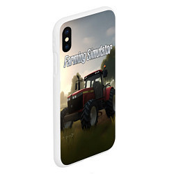 Чехол iPhone XS Max матовый Farming Simulator - Красный трактор, цвет: 3D-белый — фото 2