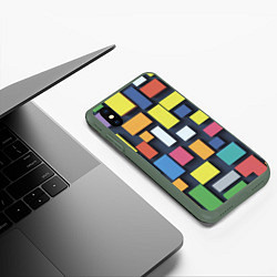 Чехол iPhone XS Max матовый Тетрис цветные кубики, цвет: 3D-темно-зеленый — фото 2