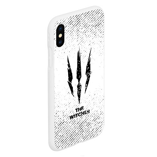 Чехол iPhone XS Max матовый The Witcher с потертостями на светлом фоне / 3D-Белый – фото 2