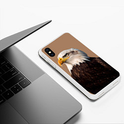 Чехол iPhone XS Max матовый Белоголовый орлан птица, цвет: 3D-белый — фото 2