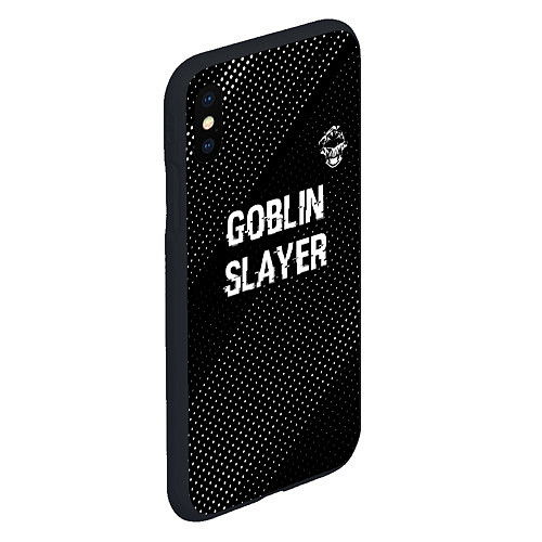 Чехол iPhone XS Max матовый Goblin Slayer glitch на темном фоне: символ сверху / 3D-Черный – фото 2