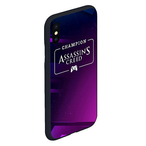 Чехол iPhone XS Max матовый Assassins Creed gaming champion: рамка с лого и дж / 3D-Черный – фото 2
