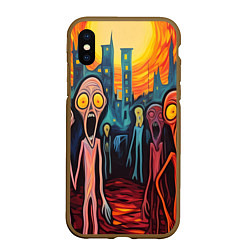 Чехол iPhone XS Max матовый Зомби пришли за тобой, цвет: 3D-коричневый