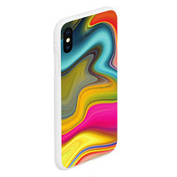 Чехол iPhone XS Max матовый Волны цвета, цвет: 3D-белый — фото 2