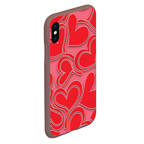 Чехол iPhone XS Max матовый Love hearts / 3D-Коричневый – фото 2