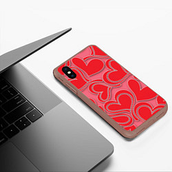 Чехол iPhone XS Max матовый Love hearts, цвет: 3D-коричневый — фото 2