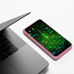 Чехол iPhone XS Max матовый Психоделика в зеленом - нейронная сеть, цвет: 3D-малиновый — фото 2