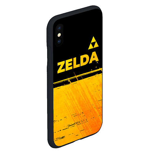 Чехол iPhone XS Max матовый Zelda - gold gradient: символ сверху / 3D-Черный – фото 2