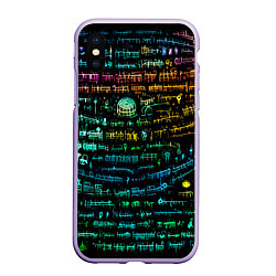 Чехол iPhone XS Max матовый Символы психоделика - нейронная сеть, цвет: 3D-светло-сиреневый