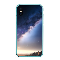 Чехол iPhone XS Max матовый Звёздное небо и горы, цвет: 3D-мятный