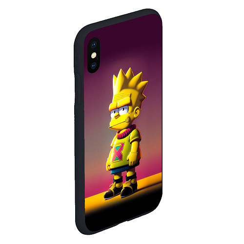 Чехол iPhone XS Max матовый Барт Симпсон - нейросеть / 3D-Черный – фото 2