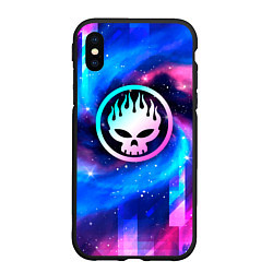 Чехол iPhone XS Max матовый The Offspring неоновый космос, цвет: 3D-черный