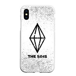 Чехол iPhone XS Max матовый The Sims с потертостями на светлом фоне, цвет: 3D-белый