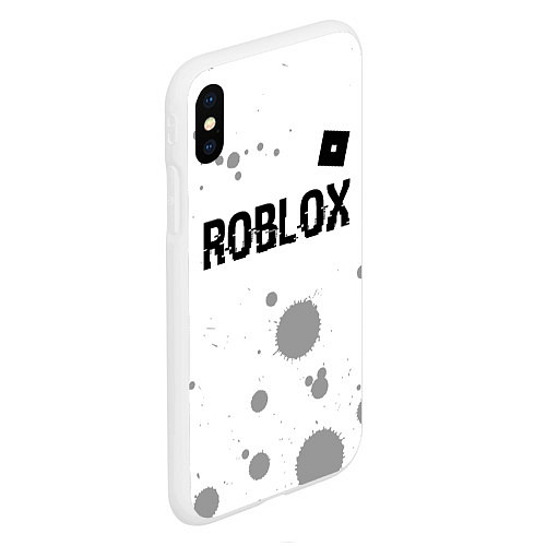 Чехол iPhone XS Max матовый Roblox glitch на светлом фоне: символ сверху / 3D-Белый – фото 2