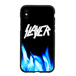 Чехол iPhone XS Max матовый Slayer blue fire, цвет: 3D-черный