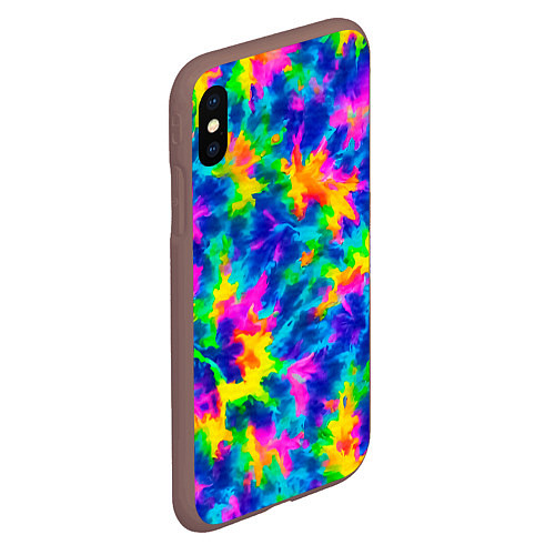 Чехол iPhone XS Max матовый Тай-дай цветные краски / 3D-Коричневый – фото 2