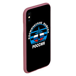 Чехол iPhone XS Max матовый Космические войска России, цвет: 3D-малиновый — фото 2