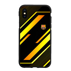 Чехол iPhone XS Max матовый ФК Барселона эмблема, цвет: 3D-черный
