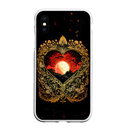 Чехол iPhone XS Max матовый Закат в сердце - нейросеть, цвет: 3D-белый