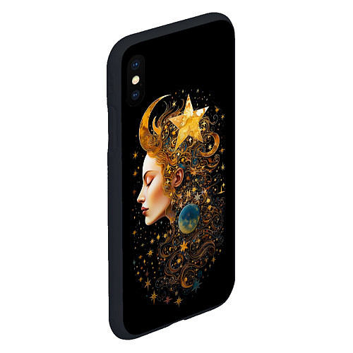 Чехол iPhone XS Max матовый Богиня ночи - нейросеть / 3D-Черный – фото 2