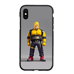 Чехол iPhone XS Max матовый Homer Simpson - ninja - neural network, цвет: 3D-черный