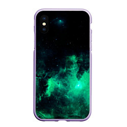 Чехол iPhone XS Max матовый Зелёная галактика Midjourney, цвет: 3D-светло-сиреневый