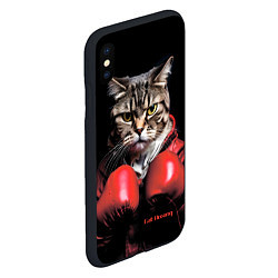 Чехол iPhone XS Max матовый Cat boxing, цвет: 3D-черный — фото 2