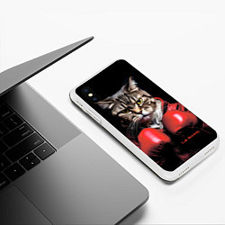 Чехол iPhone XS Max матовый Cat boxing, цвет: 3D-белый — фото 2