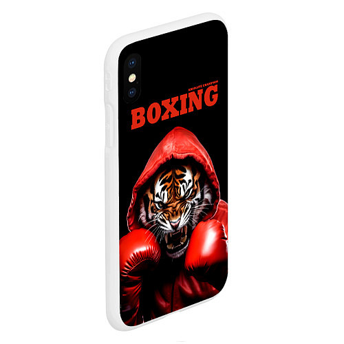 Чехол iPhone XS Max матовый Boxing tiger / 3D-Белый – фото 2