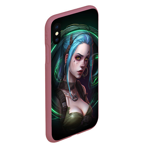 Чехол iPhone XS Max матовый Jinx art Arcane League of Legends / 3D-Малиновый – фото 2