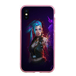 Чехол iPhone XS Max матовый Jinx art arcane league of legends, цвет: 3D-розовый