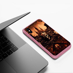 Чехол iPhone XS Max матовый Адский череп, цвет: 3D-малиновый — фото 2